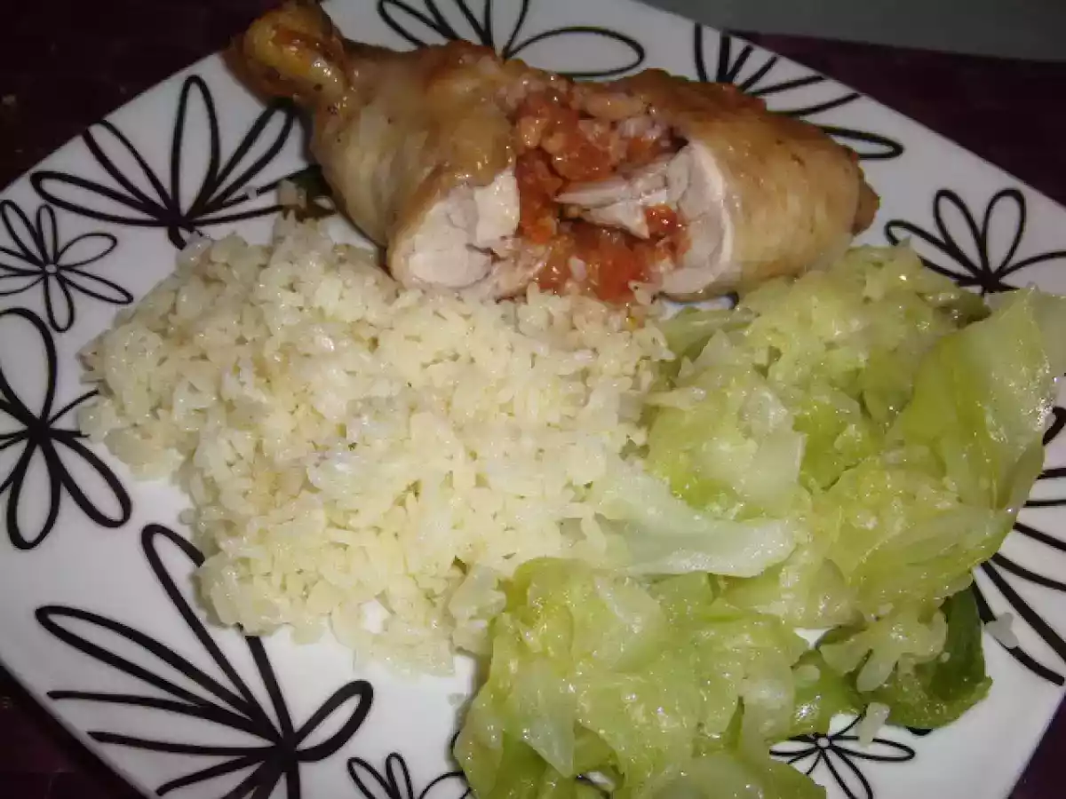 Pernas de frango recheado com farinheira no forno