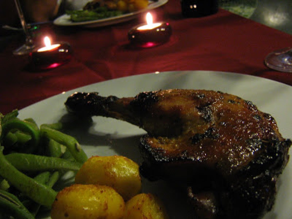 Pernas de Pato com Laranja, Mel e Molho de Soja