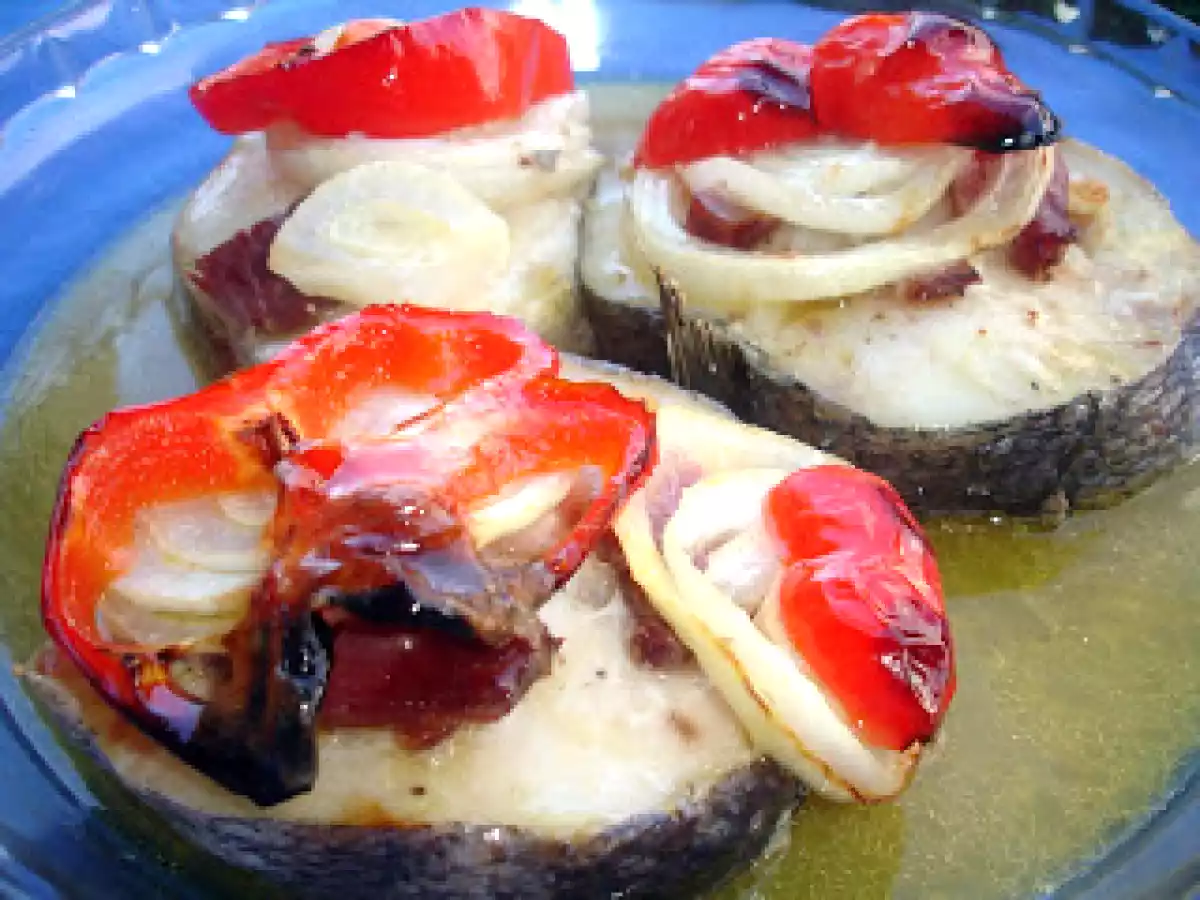 Pescada Assada no Forno com Presunto