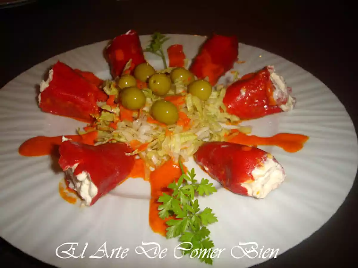 Pimentao recheado de cream cheese de Salmao, pedaços