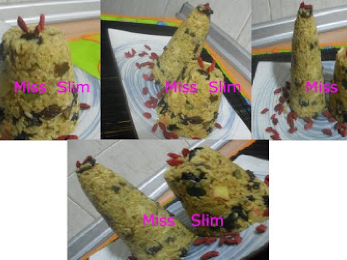 Pirâmide de arroz integral light com Algas negras