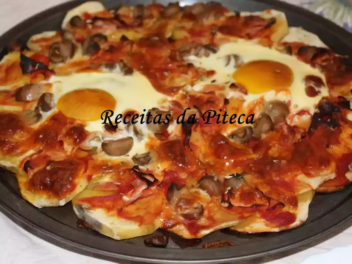 Pizza com base de batata doce