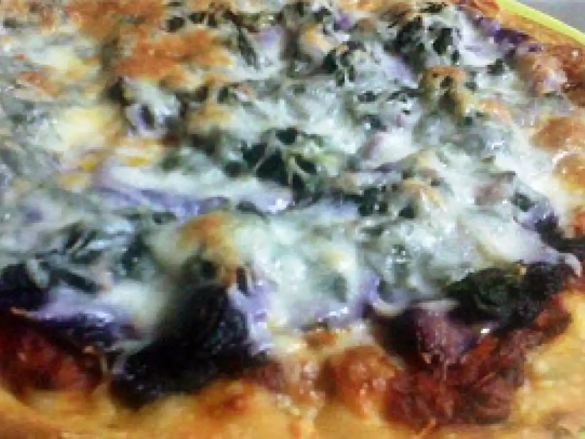 Pizza de Espinafres e Couve-Roxa