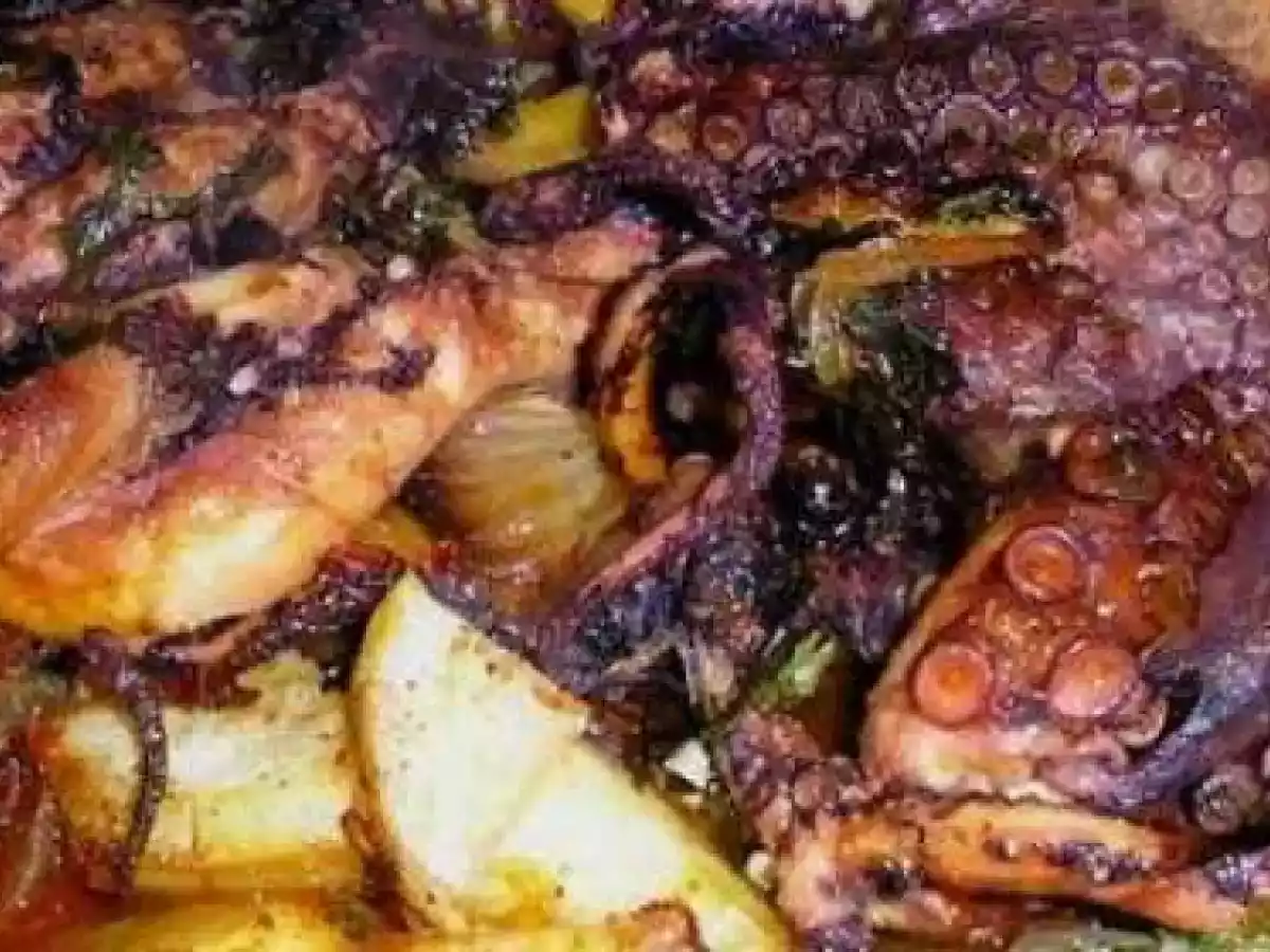 Polvo assado no forno