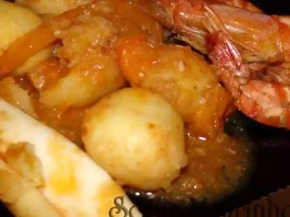 Pota com Camarão e Batatas Parisieses - Máquina de Pão
