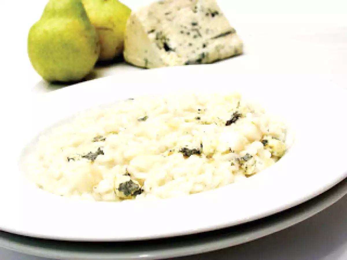Pratos Principais e Acompanhamentos - Risoto de gorgonzola e pêras