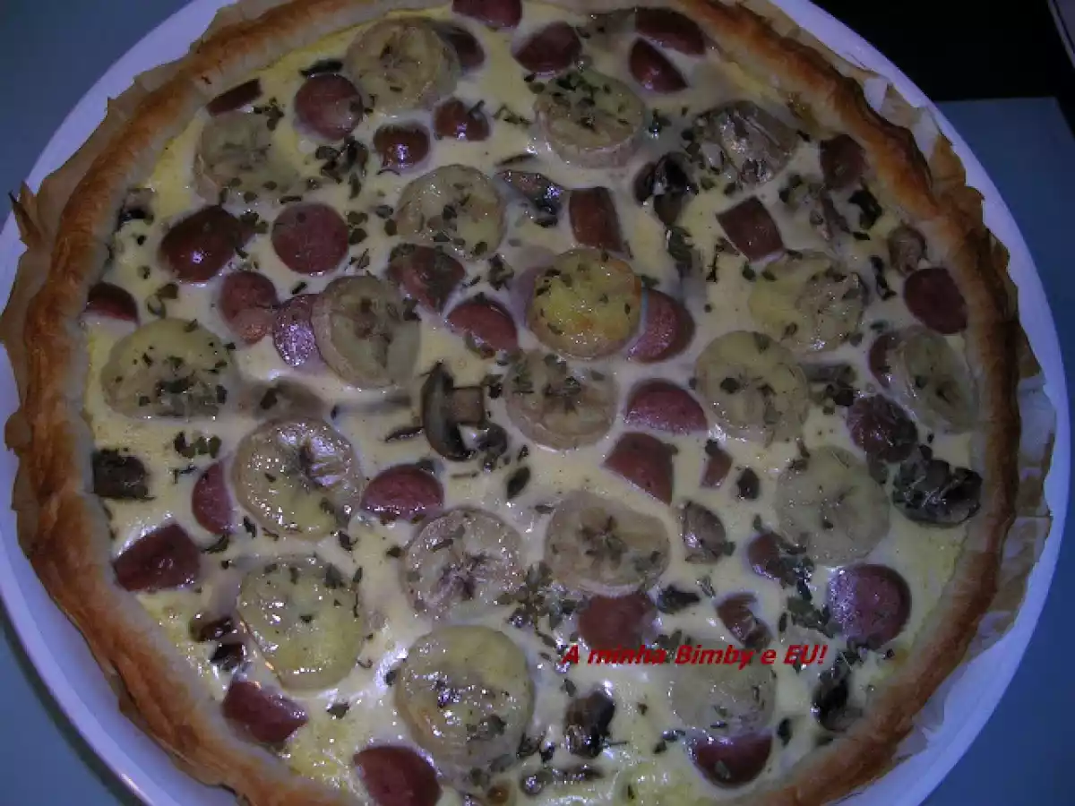 Quiche de Atum, Cogumelos, Salsichas