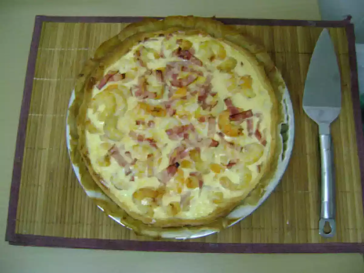 Quiche de Camarão, bacon e três queijos