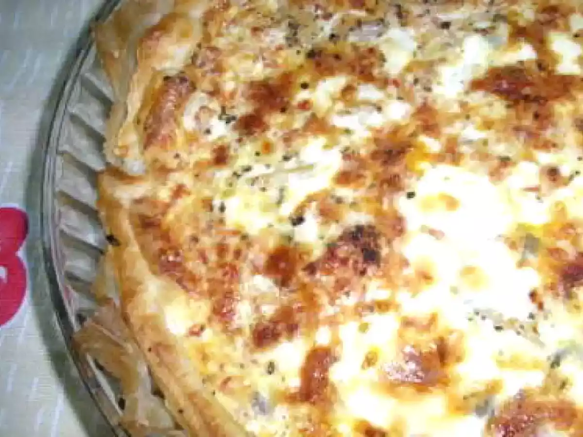 Quiche de fiambre, paio e cogumelos