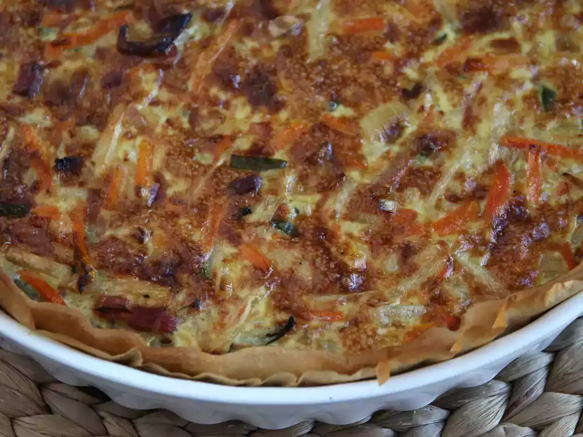 Quiche de legumes e bacon fácil e econômico - foto 3