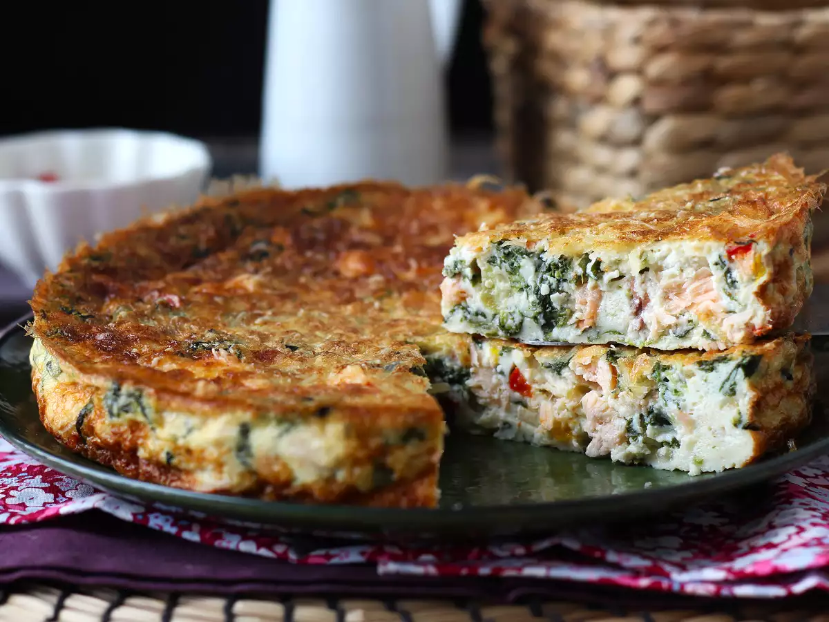 Quiche sem massa com salmão, espinafre e queijo cottage (rica em proteínas) - foto 4