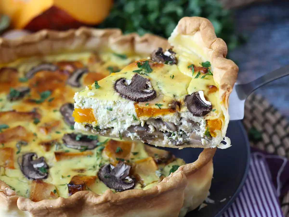 Quiche vegetariano de cogumelos e abóbora - foto 3