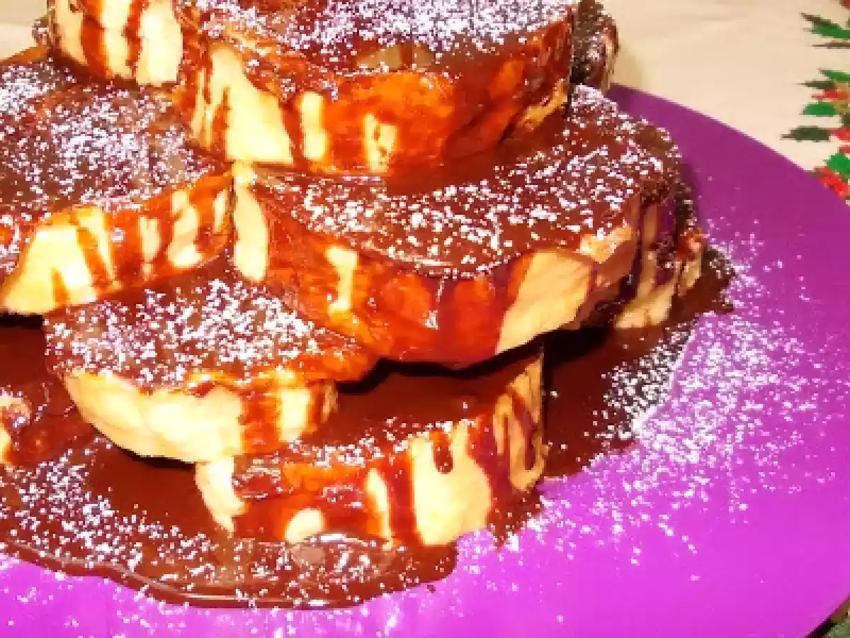 Rabanadas no Forno regadas com Ganache de chocolate