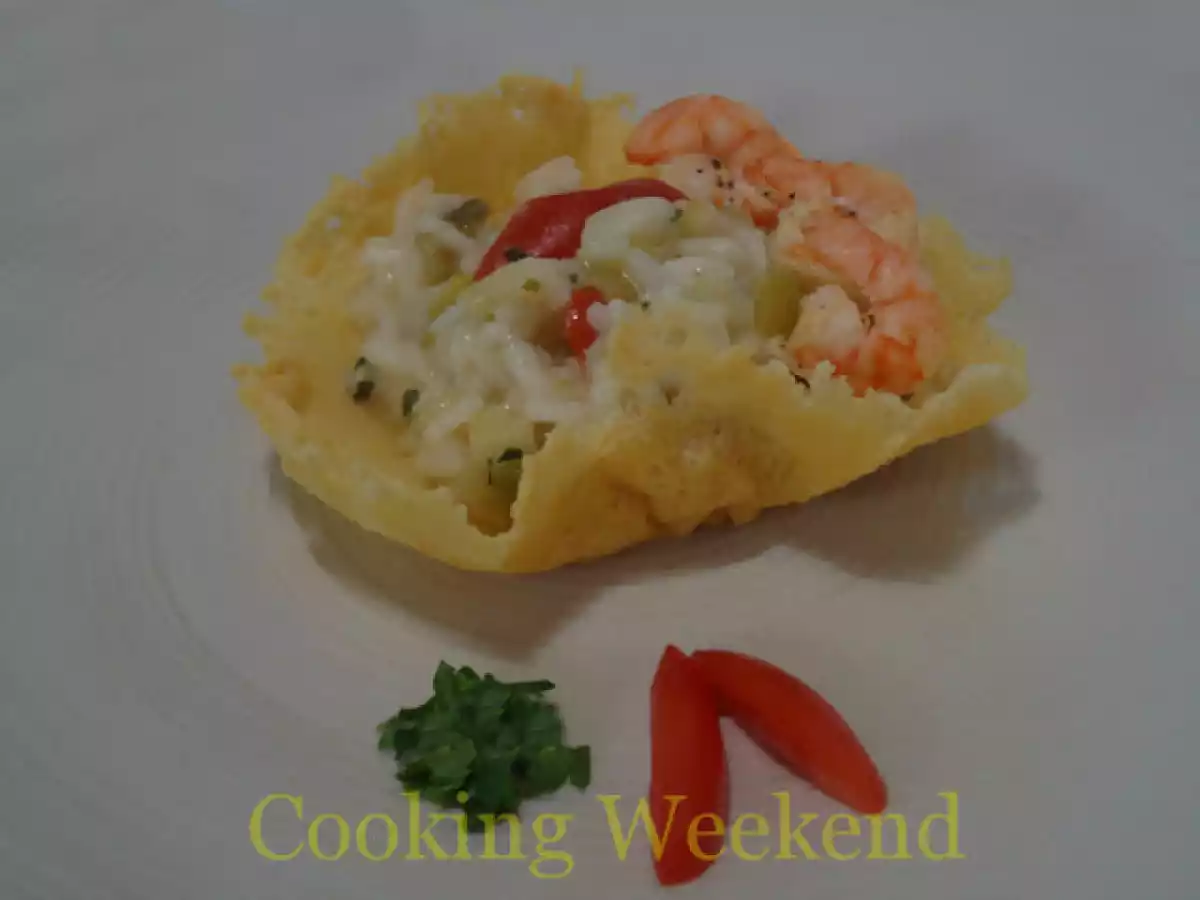 Receitas - Risoto de Alho Poró em Crosta de Parmesão