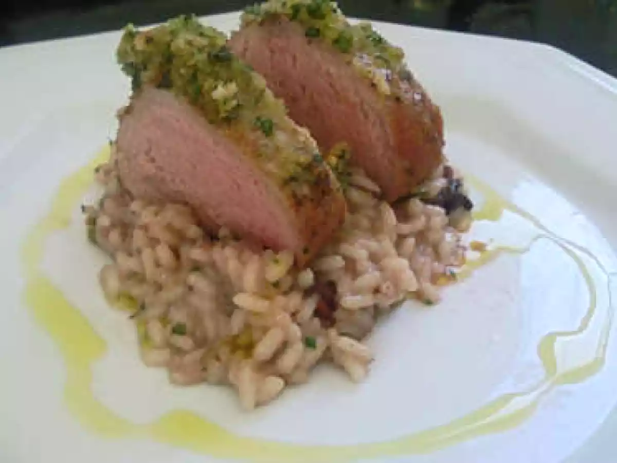 Risoto ao vinho do do Porto com radicchio e File mignon suíno na