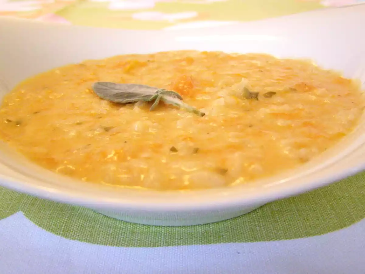 Risoto com abóbora e provolone defumado