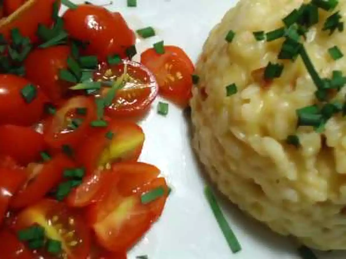 Risoto com queijo de cabra e tomates