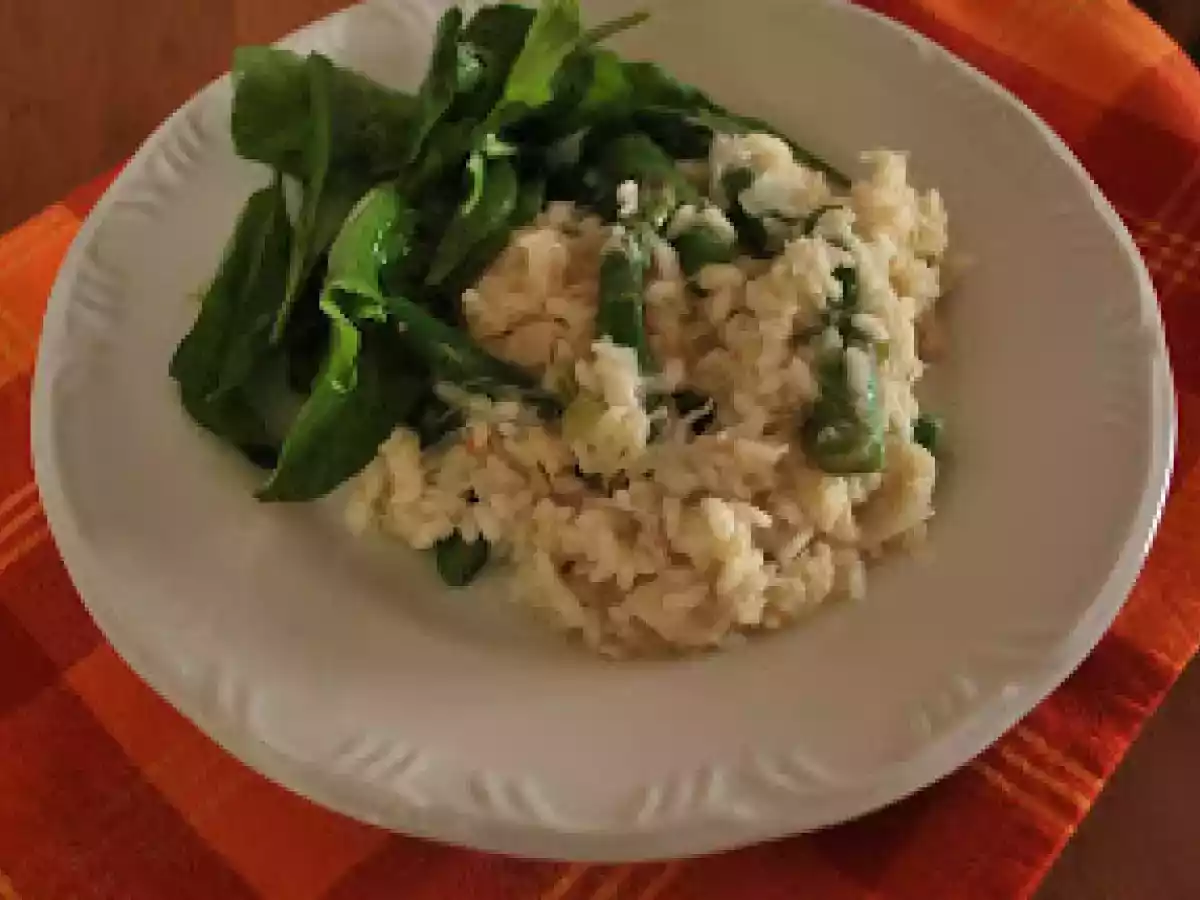 Risoto de aspargo e carne de siri
