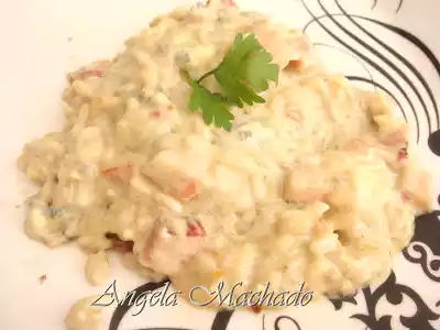 Risoto de bacon e gorgonzola