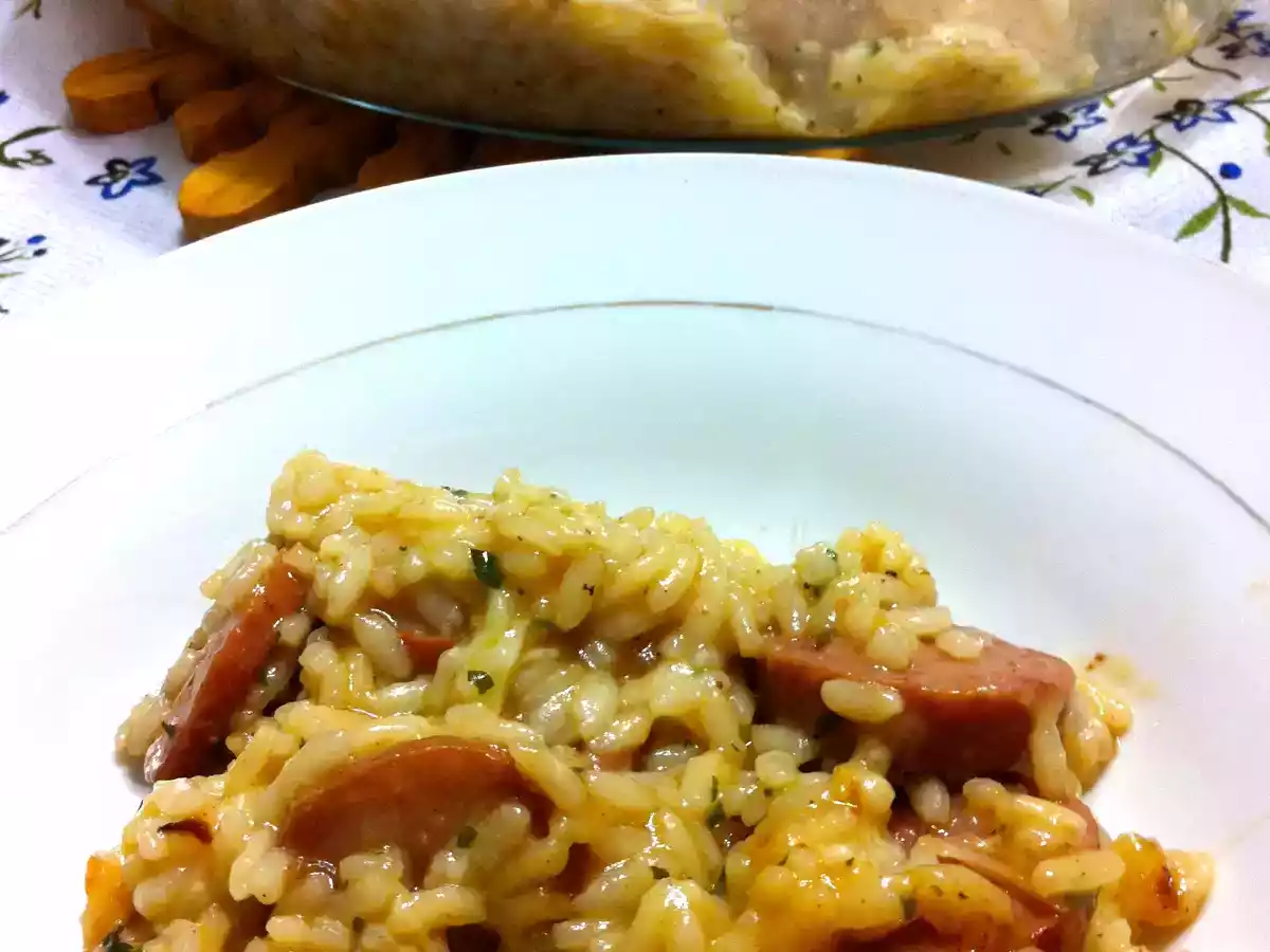 Risoto de Calabresa com 2 queijos