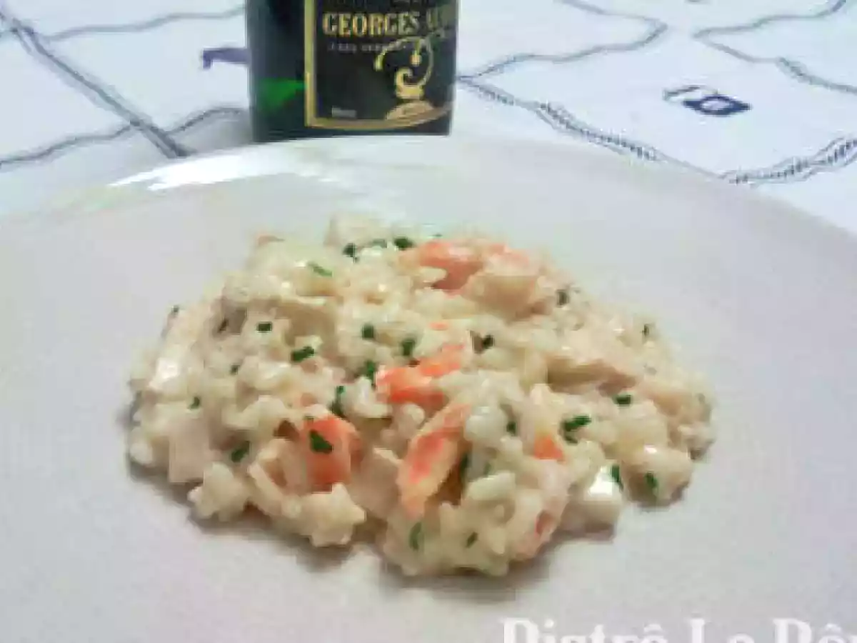 Risoto de camarão ao palmito e brie