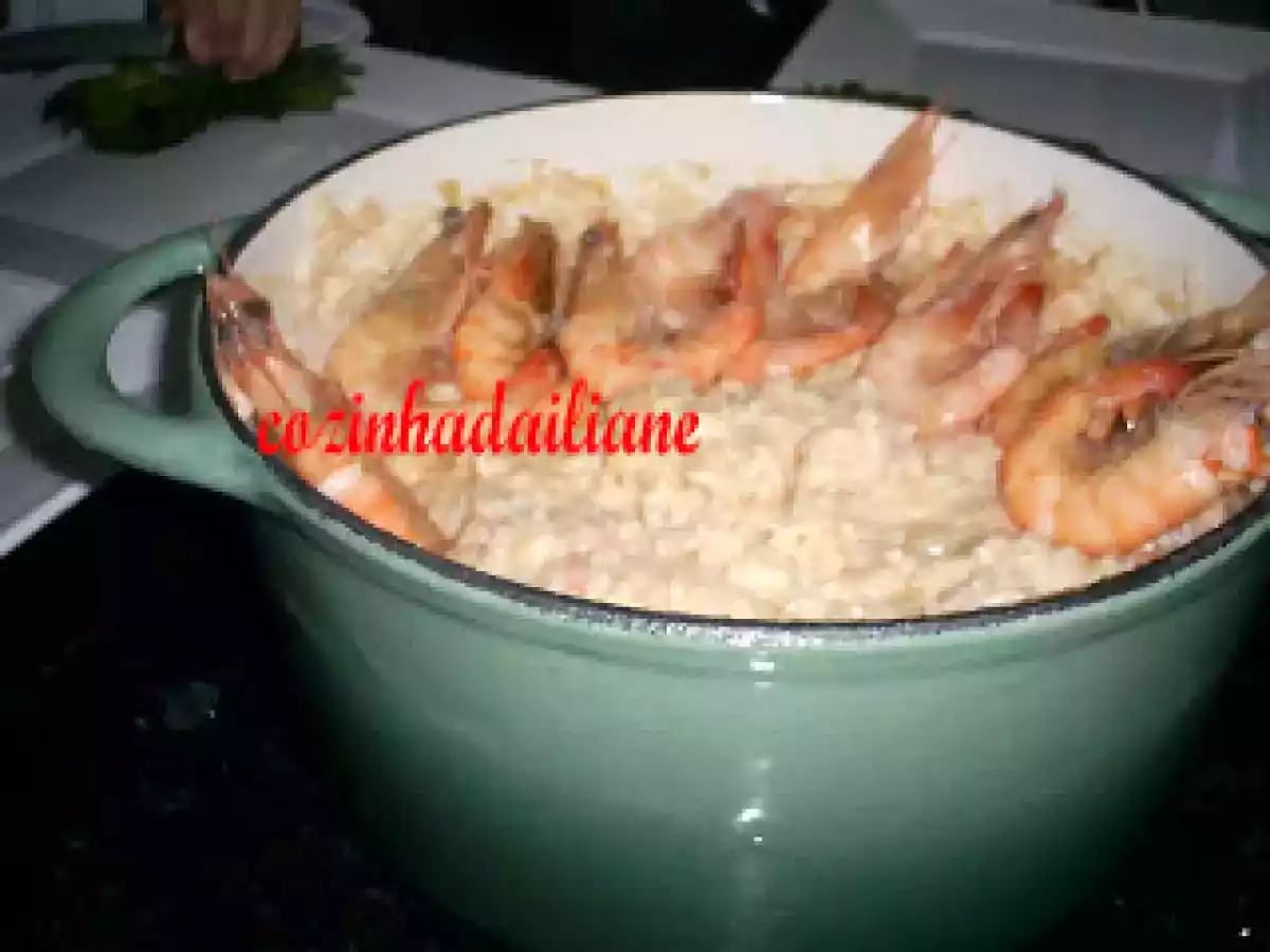 Risoto de camarão e cogumelos