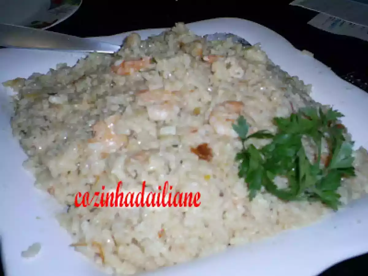 Risoto de camarão e tomate sêco