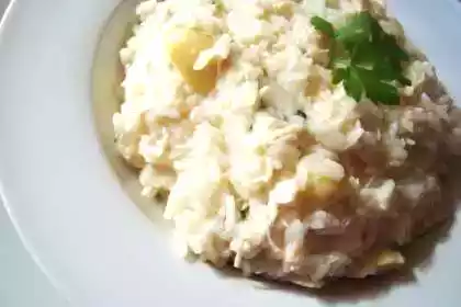 Risoto de frango e champignon