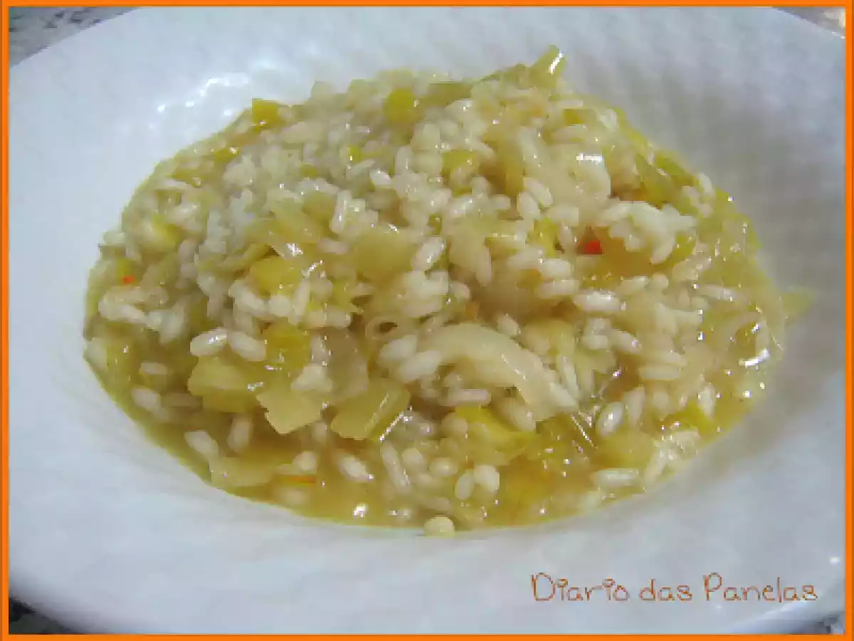 Risoto de gouda, alho poró e cidra