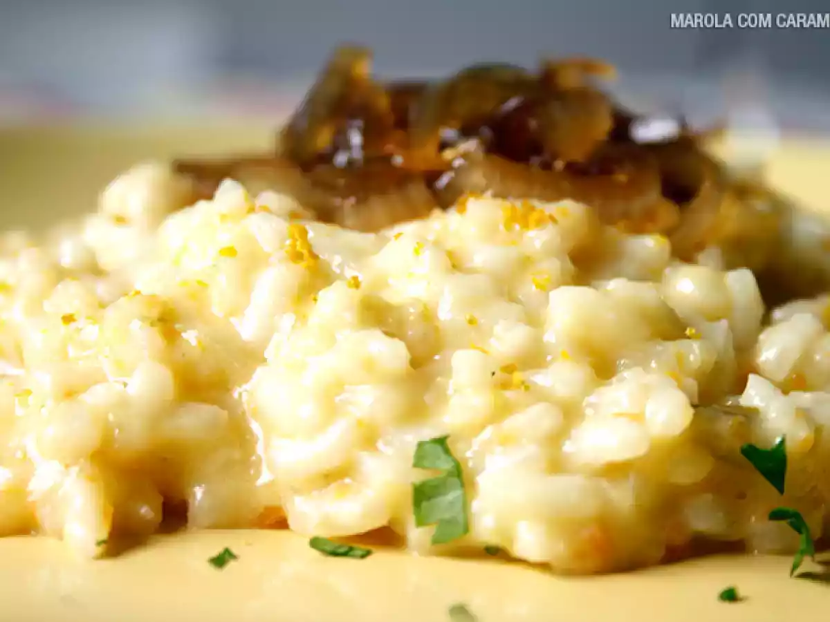 Risoto de Limão Siciliano e Cebolas Carameladas