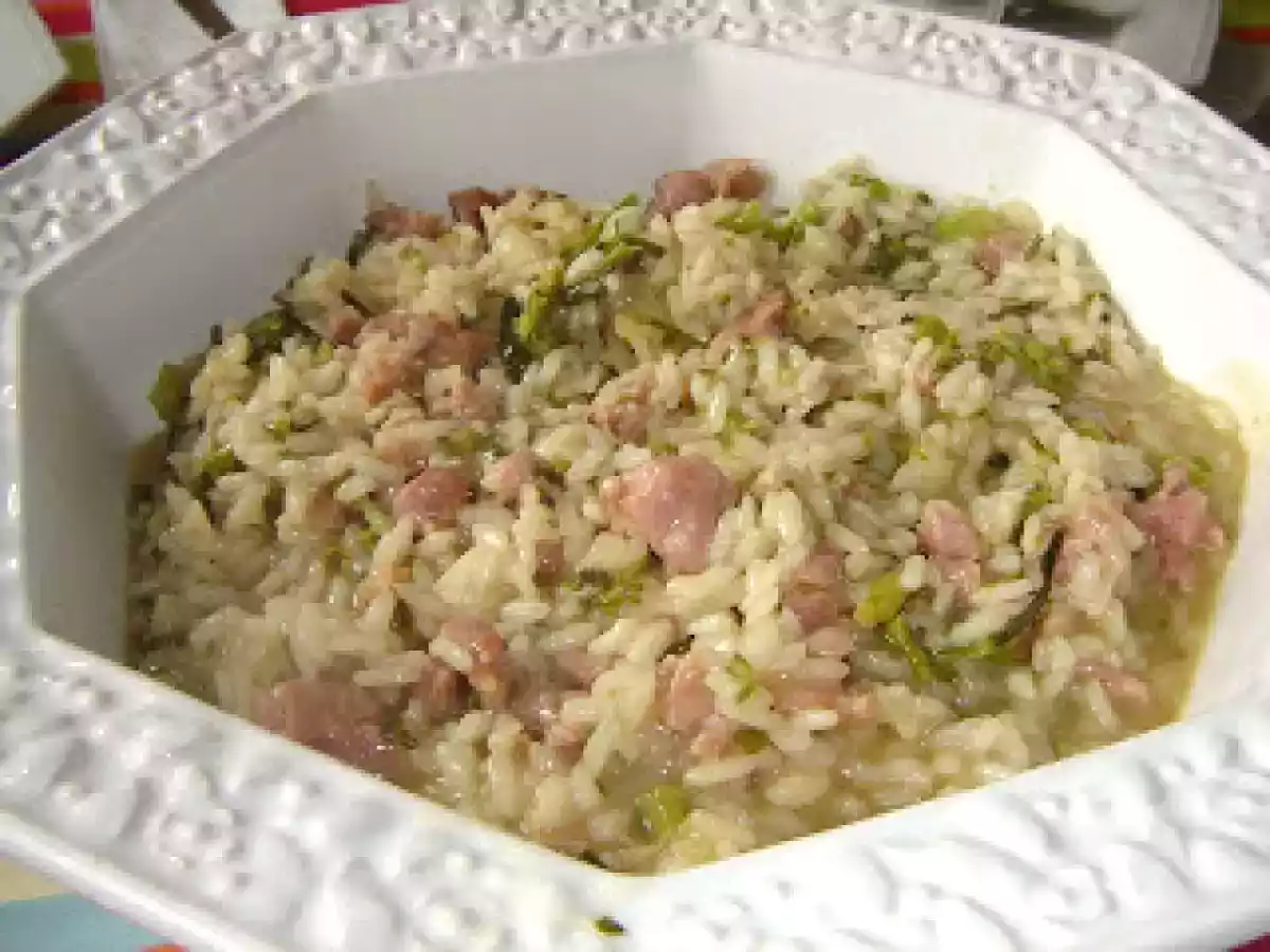 Risoto de linguiça e brócolis