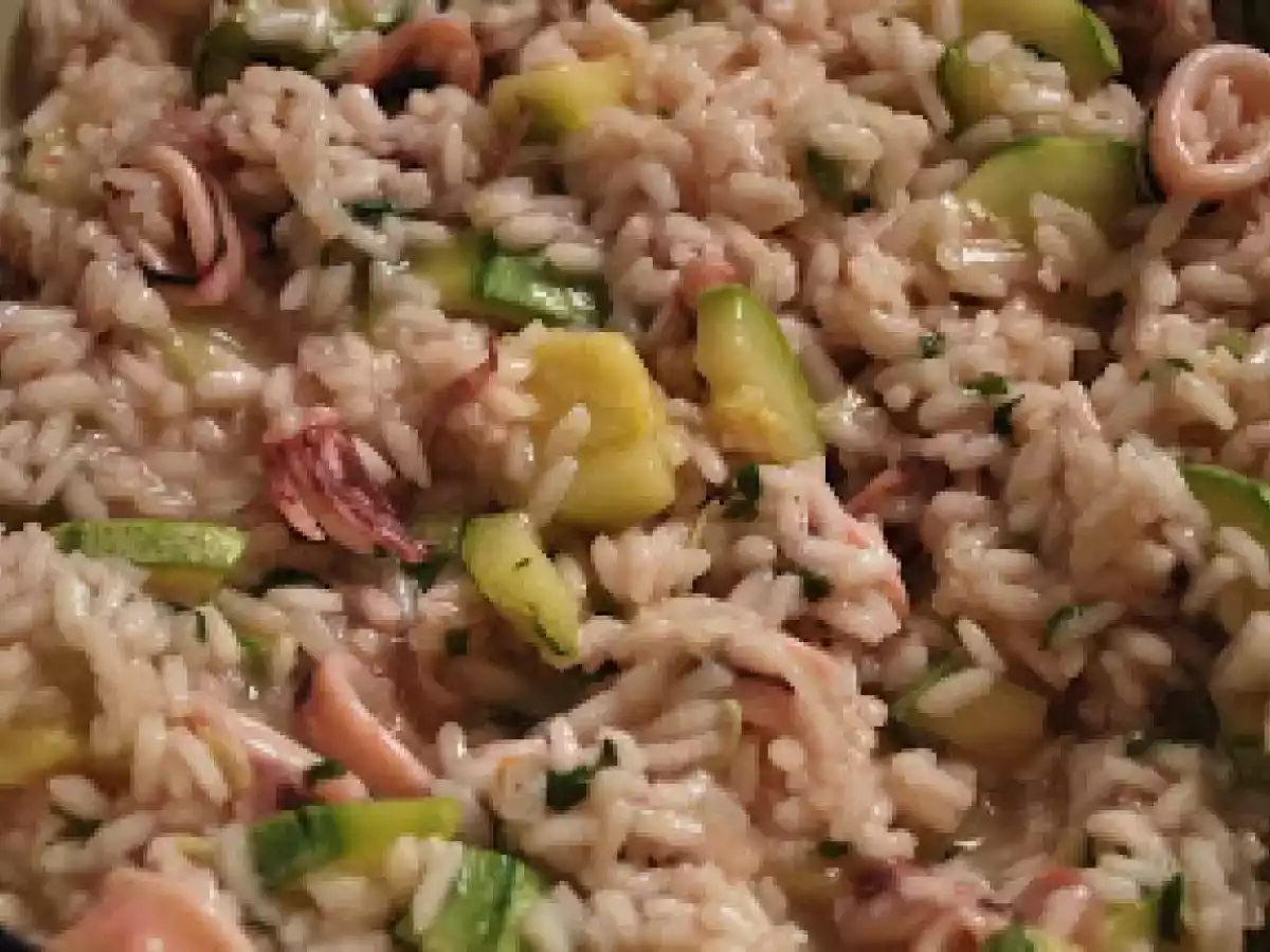 Risoto de lula e abobrinha