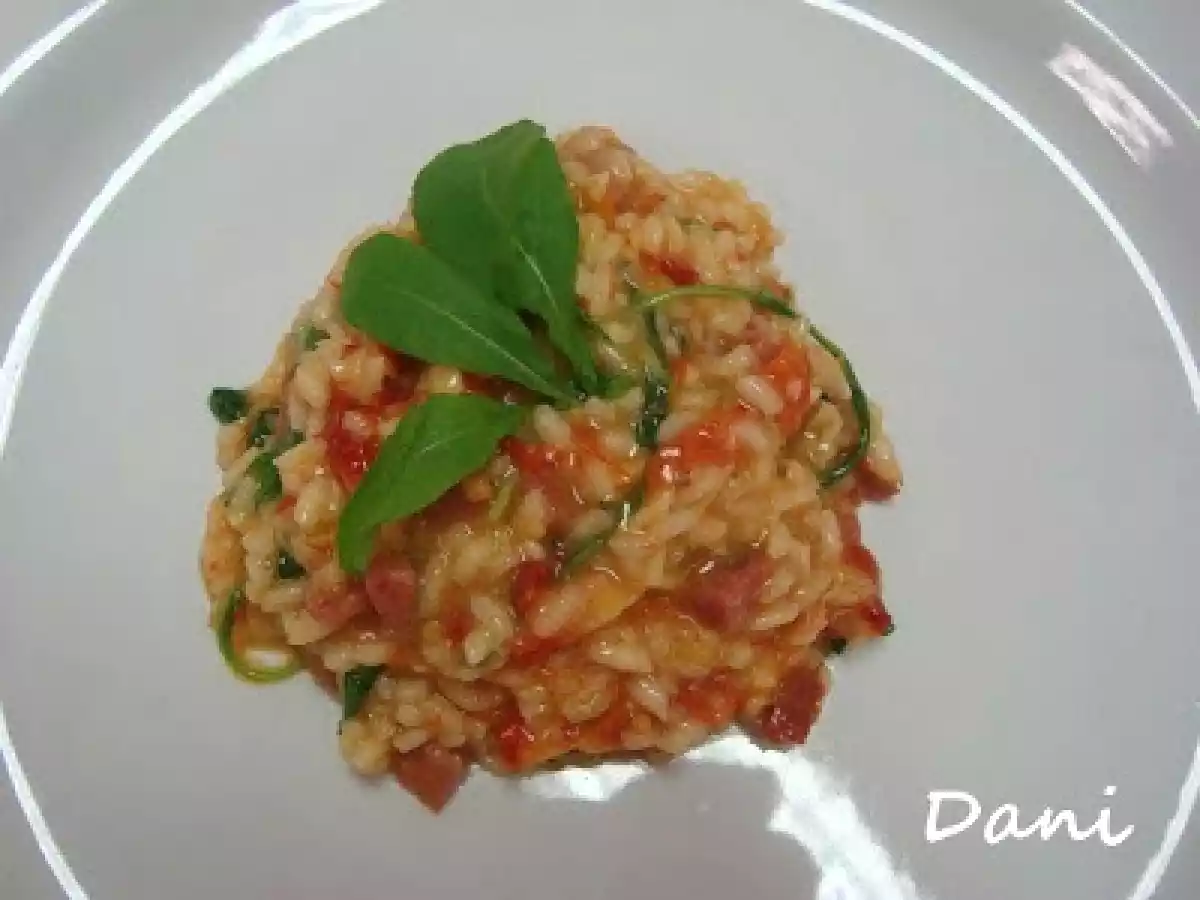 RISOTO DE RÚCULA COM CALABRESA