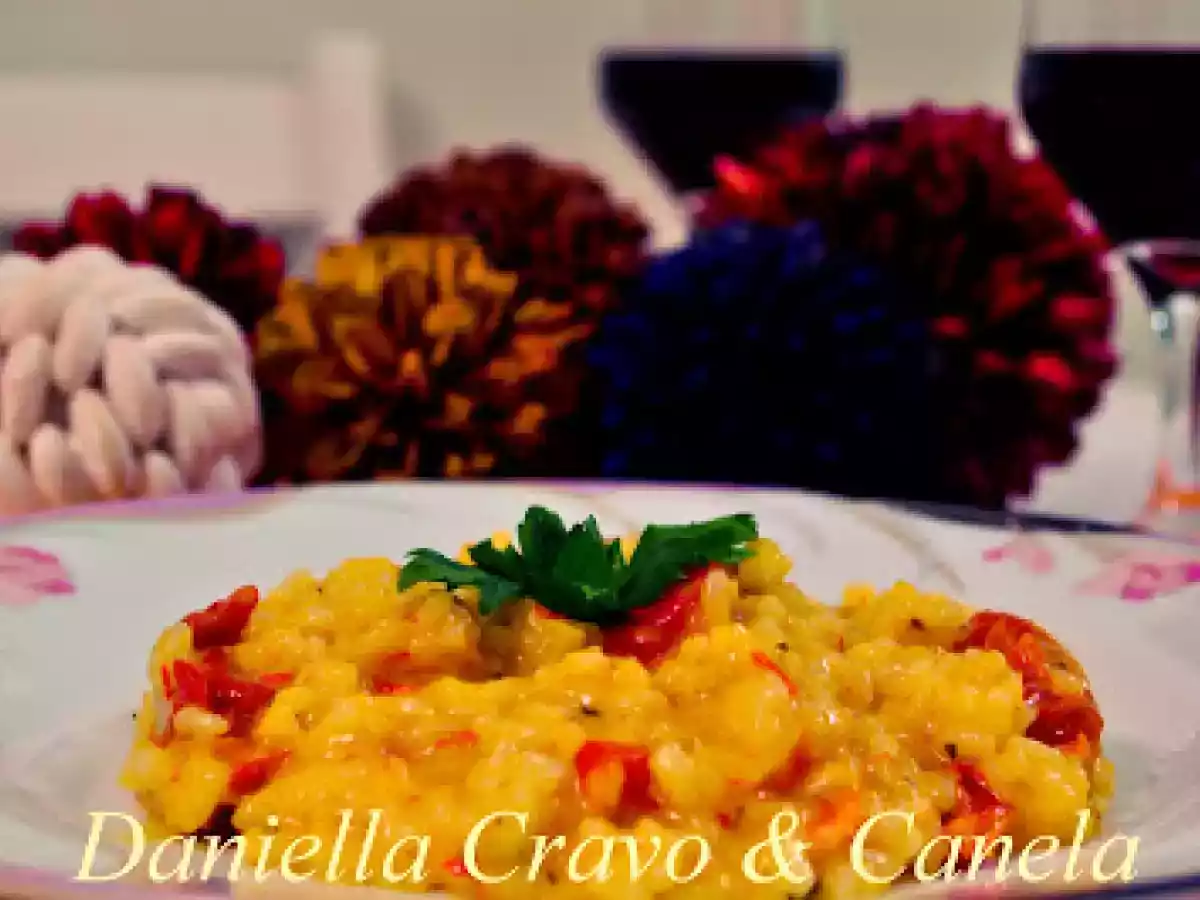 Risoto de Tomate Seco, Mozzarela de Búfala e Manjericão