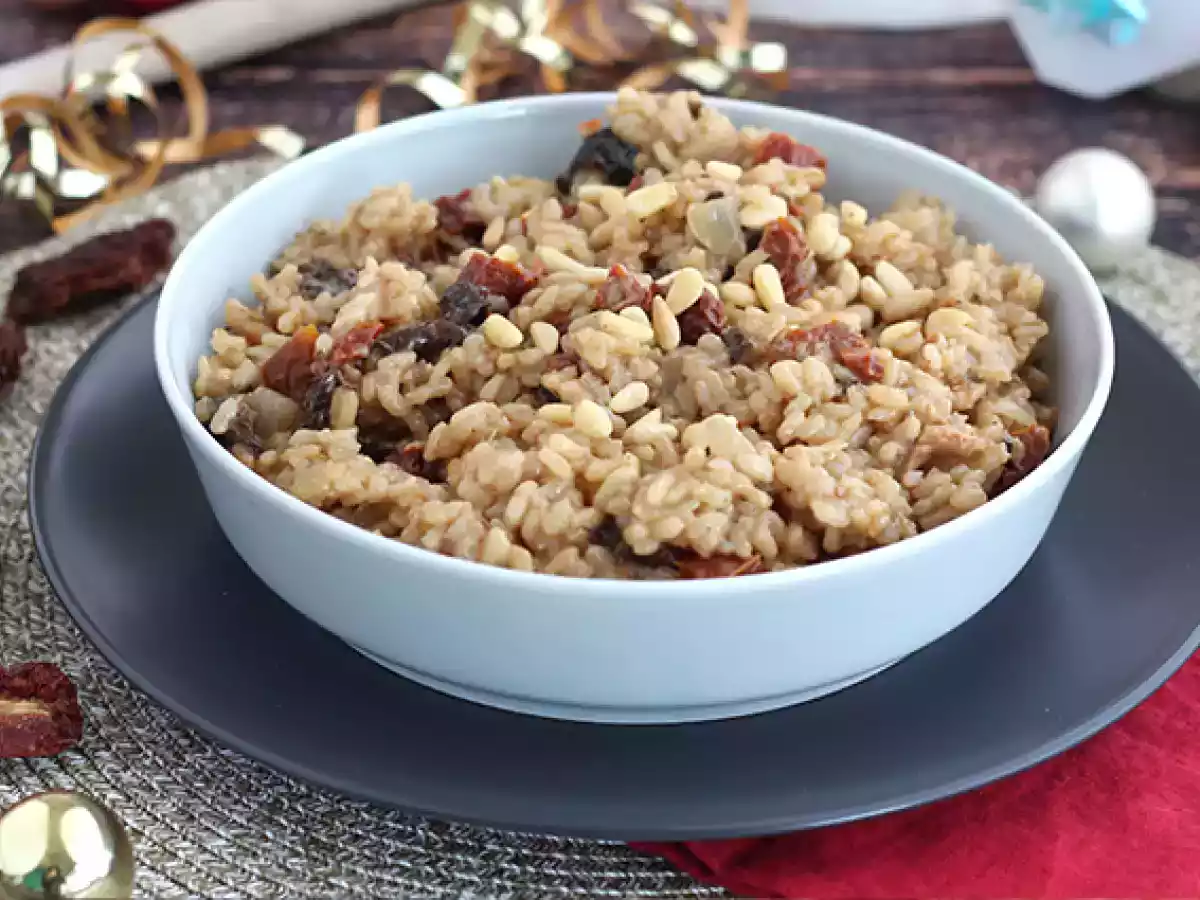 Risoto vegetariano - Tomates secos e champignons