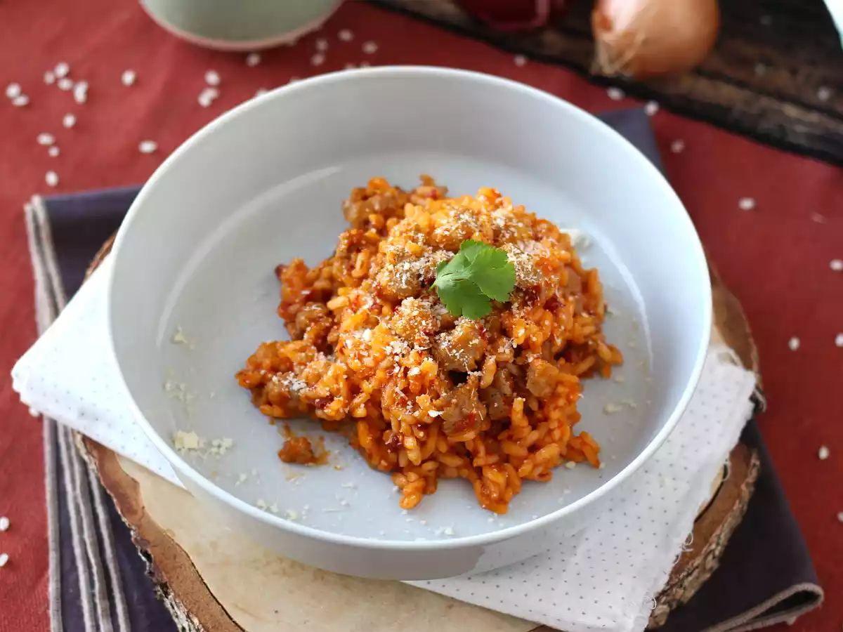 Risotto Alla 'Nduja, o arroz com linguiça e salame italiano - foto 5