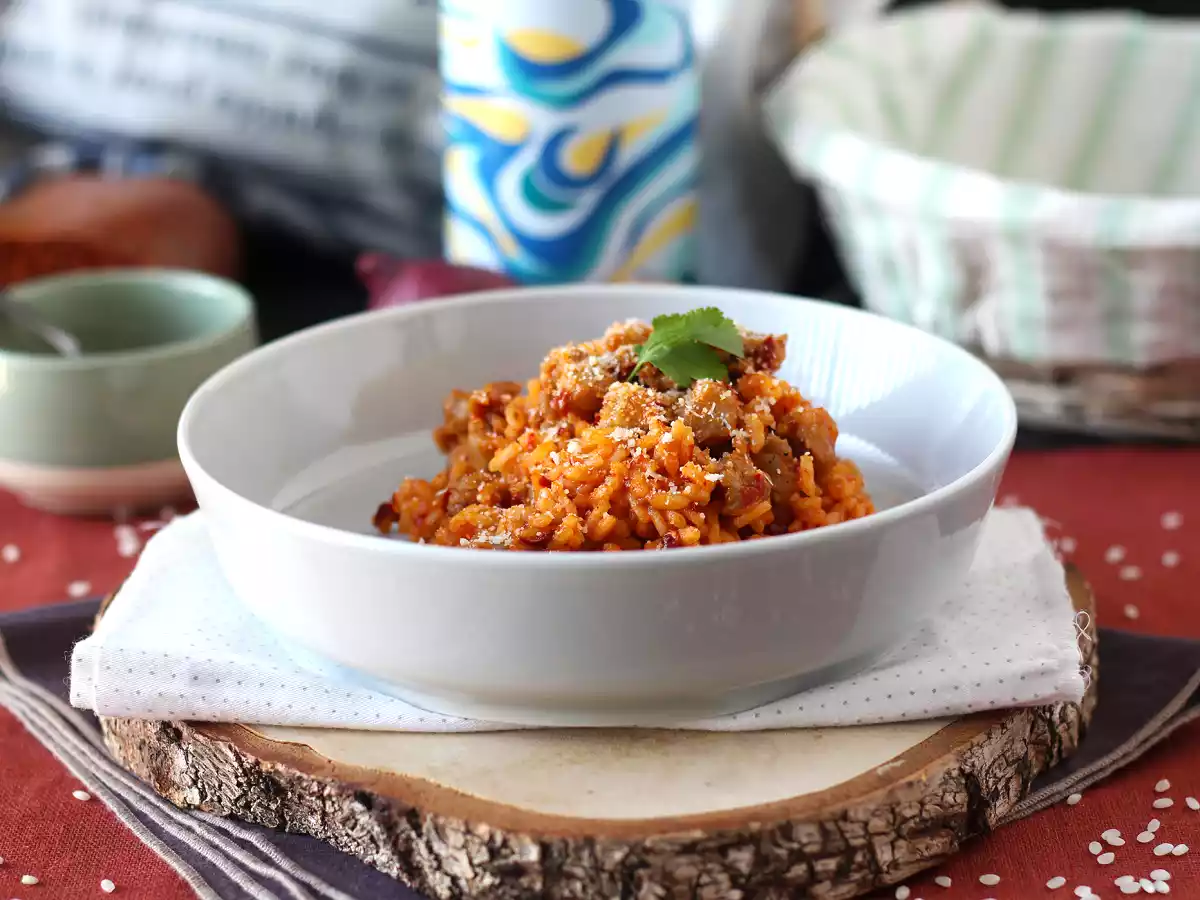 Risotto Alla 'Nduja, o arroz com linguiça e salame italiano - foto 6