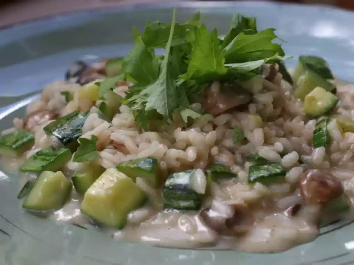 Risotto de Abobrinha e Champignons de Paris
