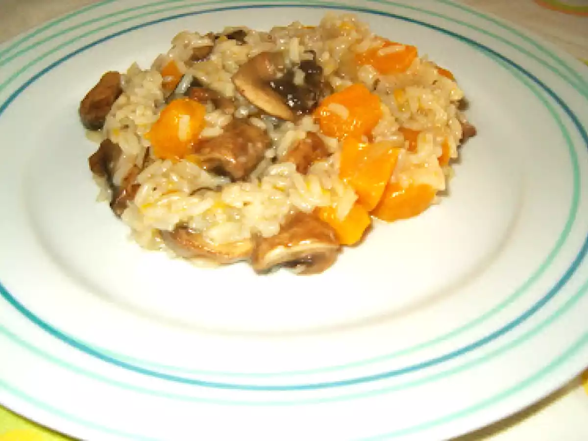 Risotto de cogumelos e abóbora