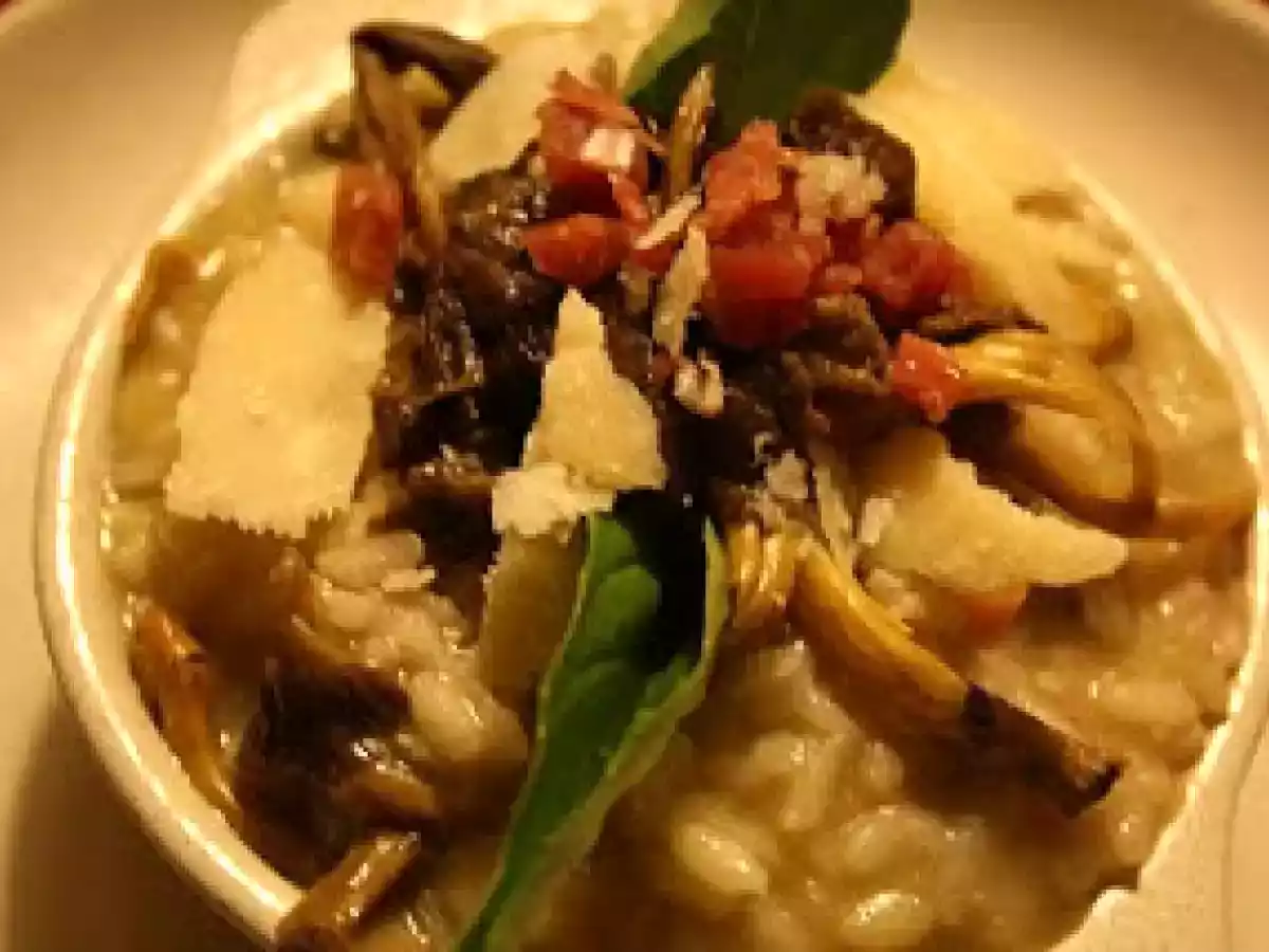 RISOTTO DE COGUMELOS E PRESUNTO