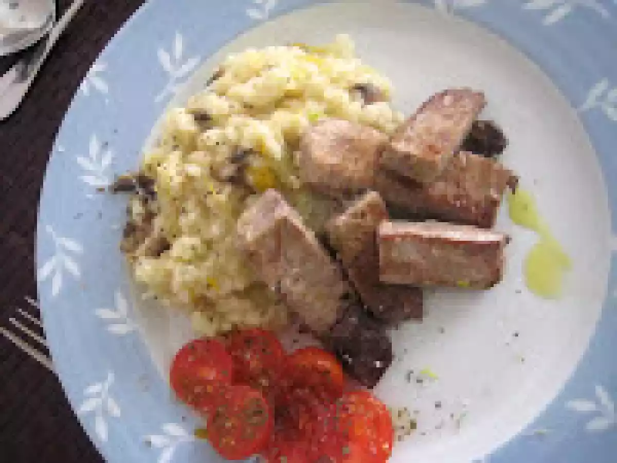 Risotto de couve flor com atum braseado