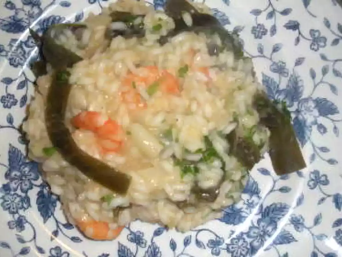 Risotto de Gambas, Algas e Espargos
