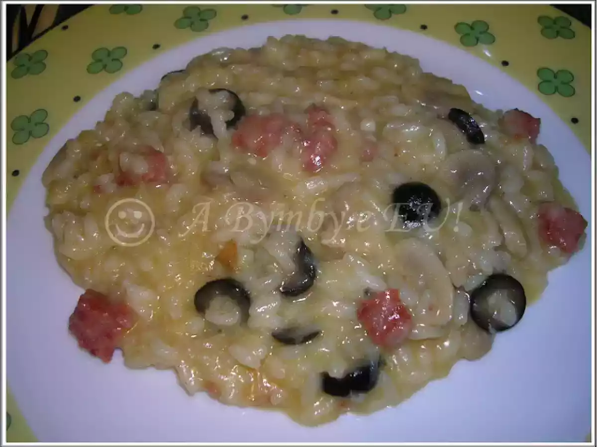 Risotto de lombardo e azeitonas
