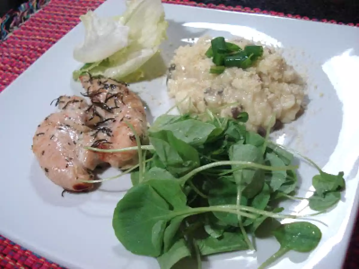 Risotto de shimeji com palmito