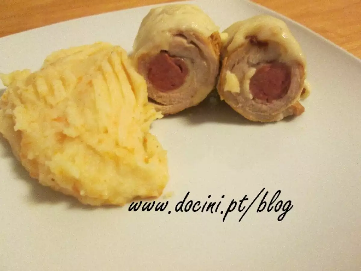 Rolinhos de carne recheados com salsicha e queijo - foto 2