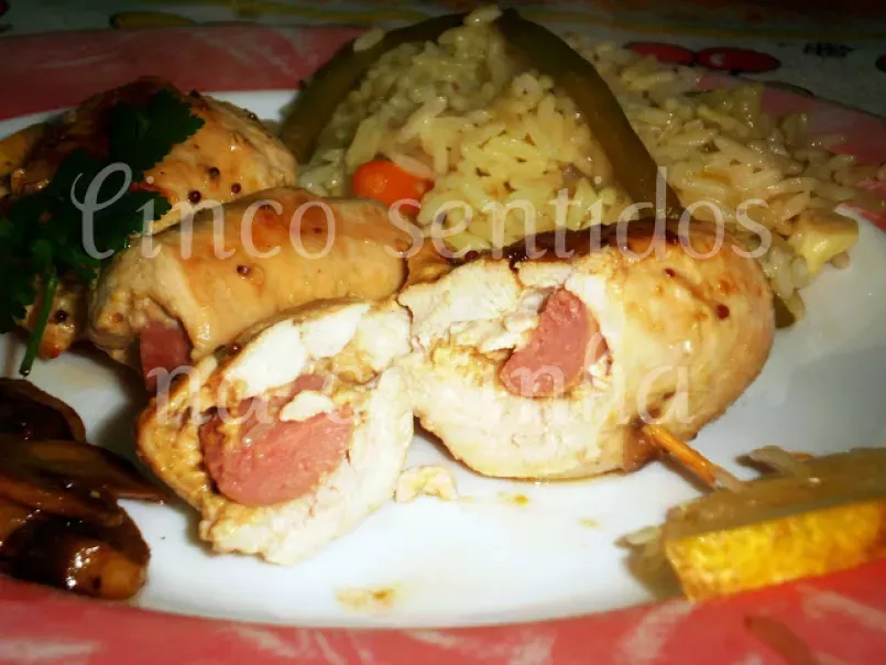 Rolinhos de frango e salsicha com molho de mostarda e mel, foto 4