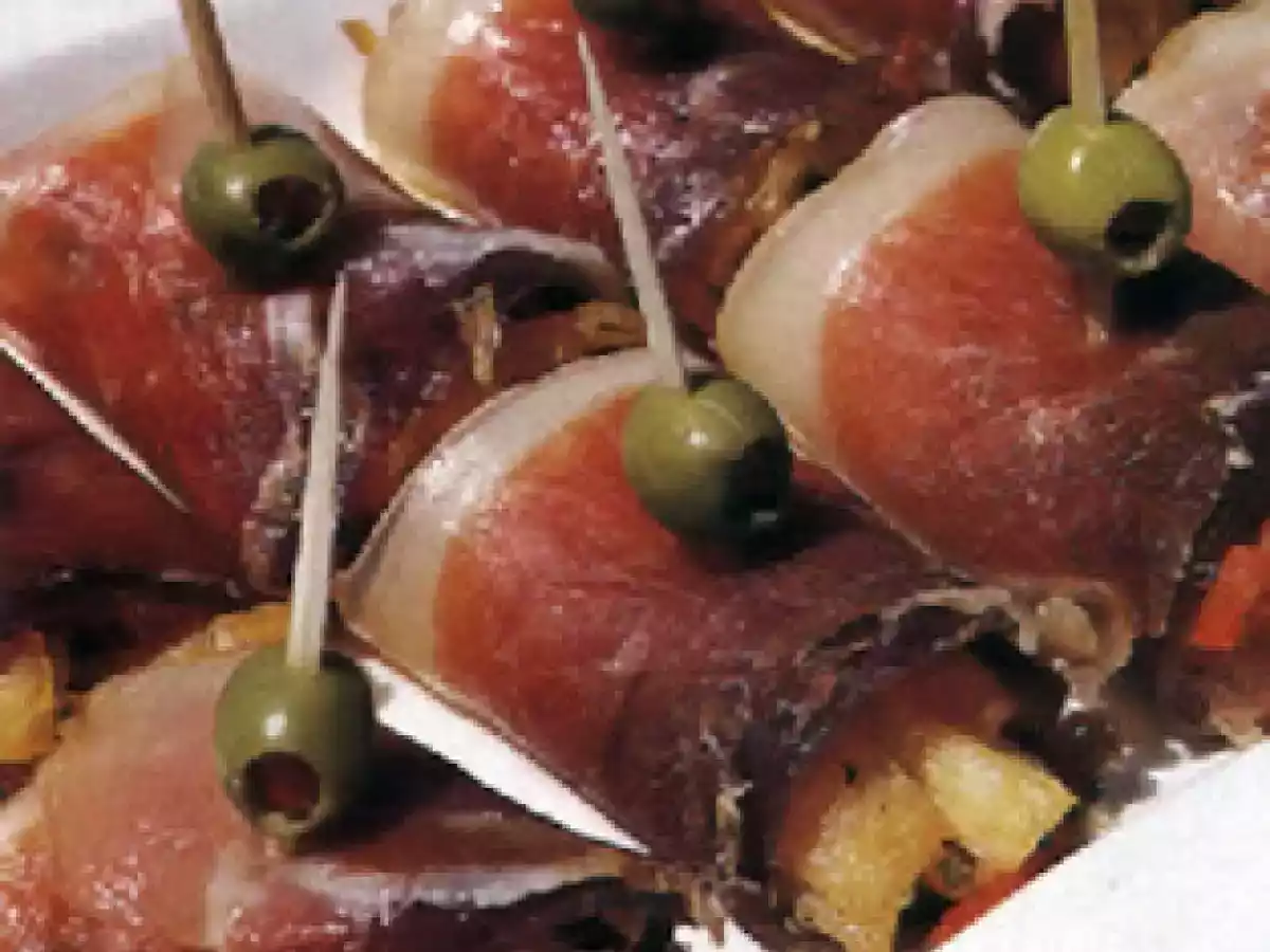 Rolinhos de Presunto com Bacalhau