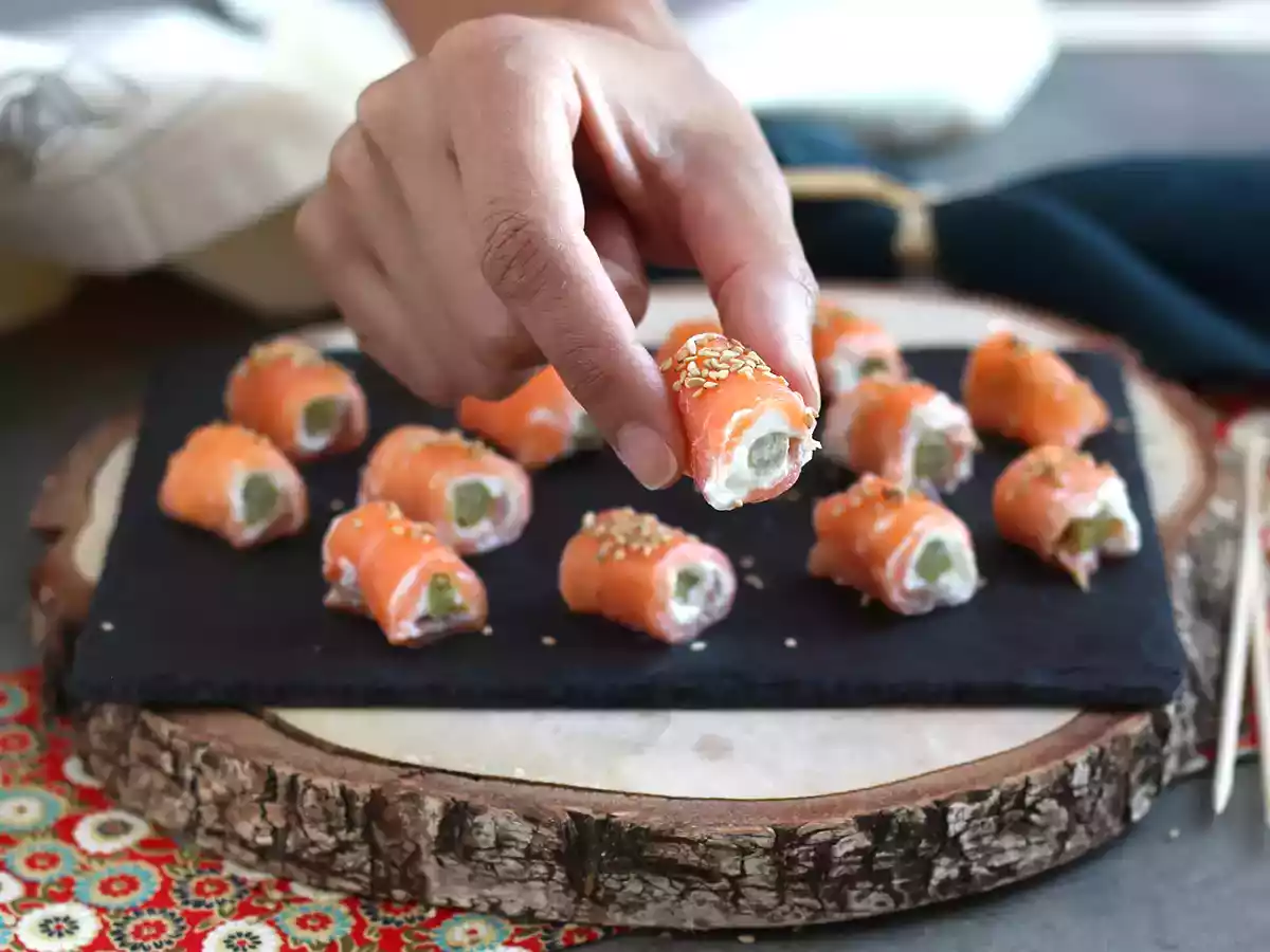 Rolinhos de salmão, queijo de cabra e aspargos - foto 5