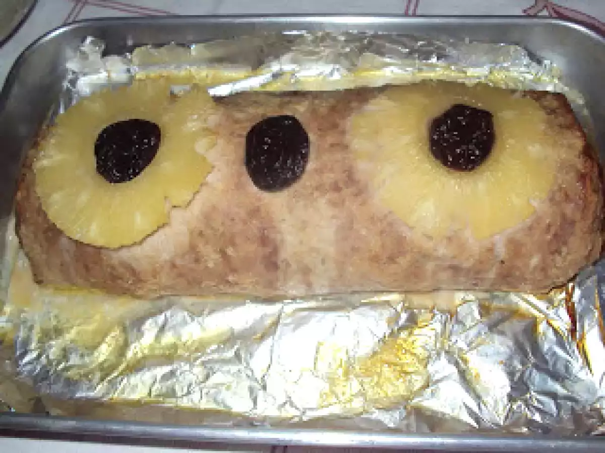 Rolo de Carne Picada Recheado de Ananás e Ameixas - foto 3