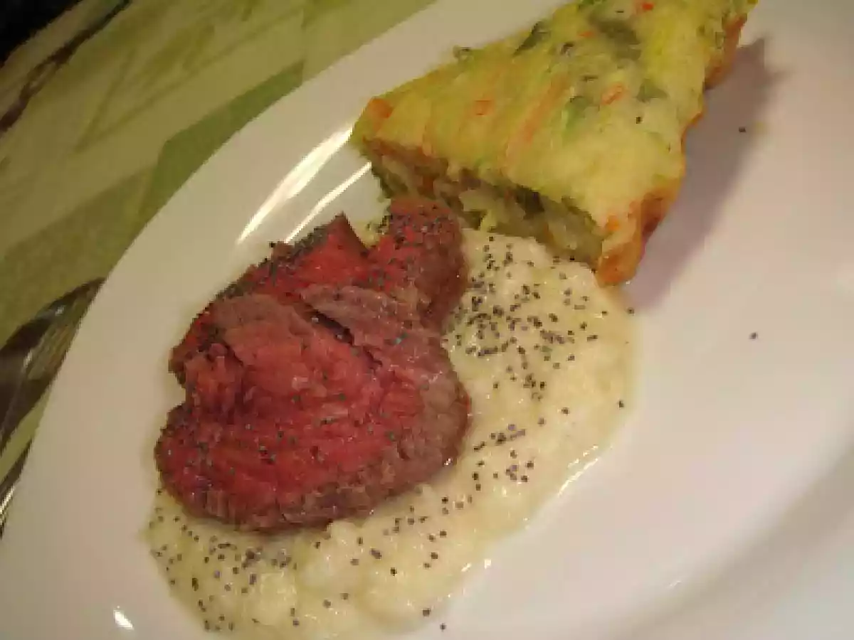 Rosbife com purê de batata doce